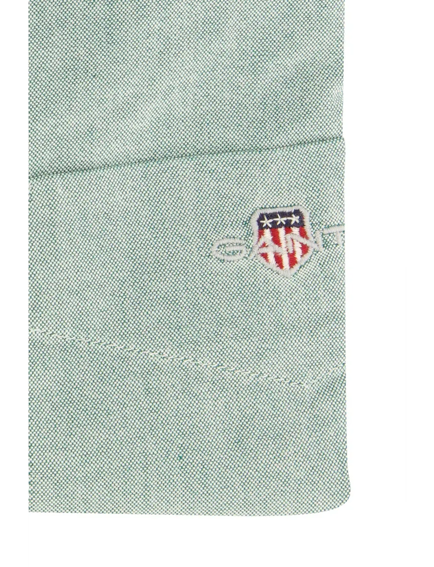 Gant casual overhemd normale fit groen effen borstzak