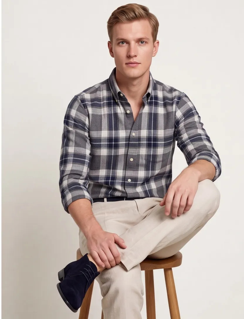 casual overhemd Gant Regular Fit grijs