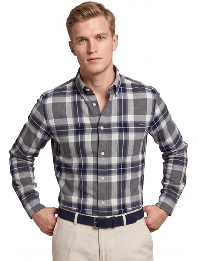 Gant casual overhemd grijs Gant Regular Fit