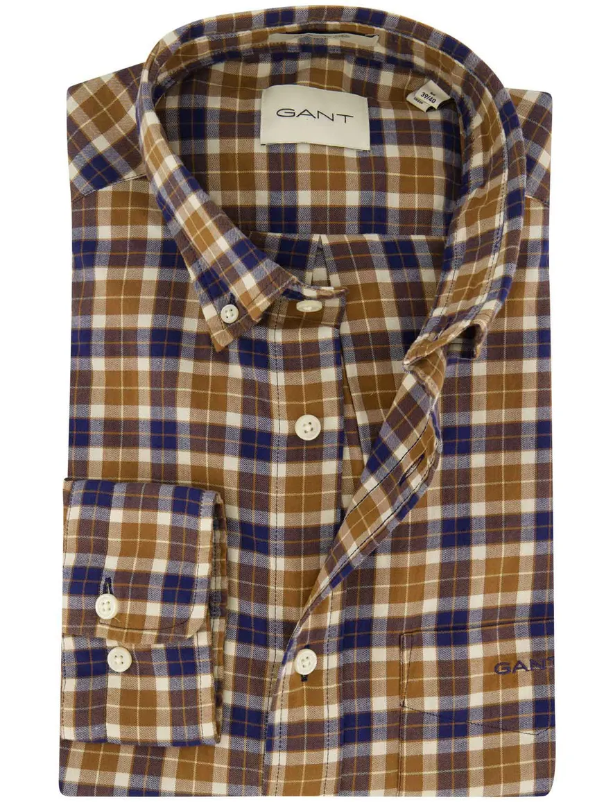 Gant overhemd camel geruit button-down