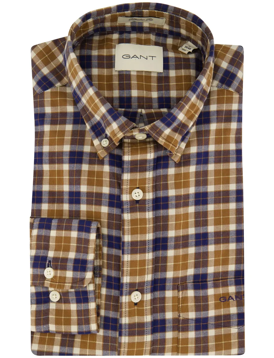 Gant overhemd camel geruit button-down