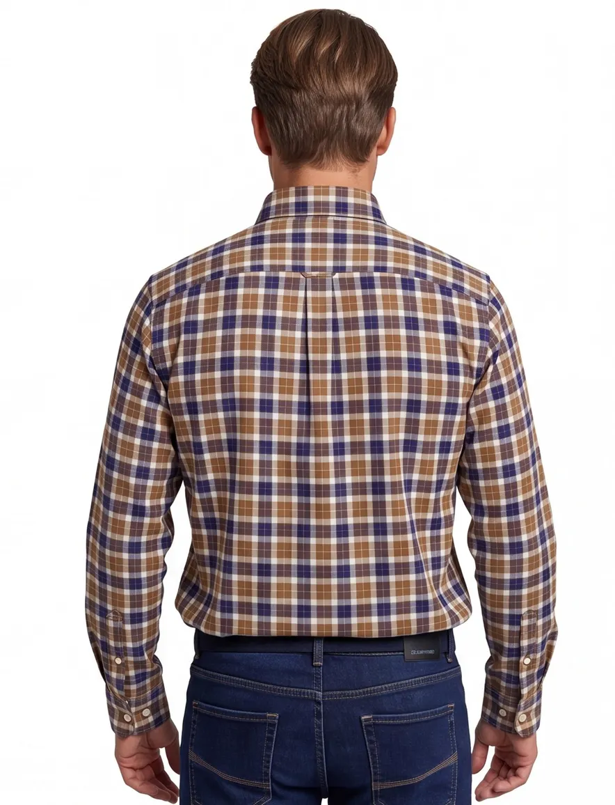 Gant overhemd camel geruit button-down