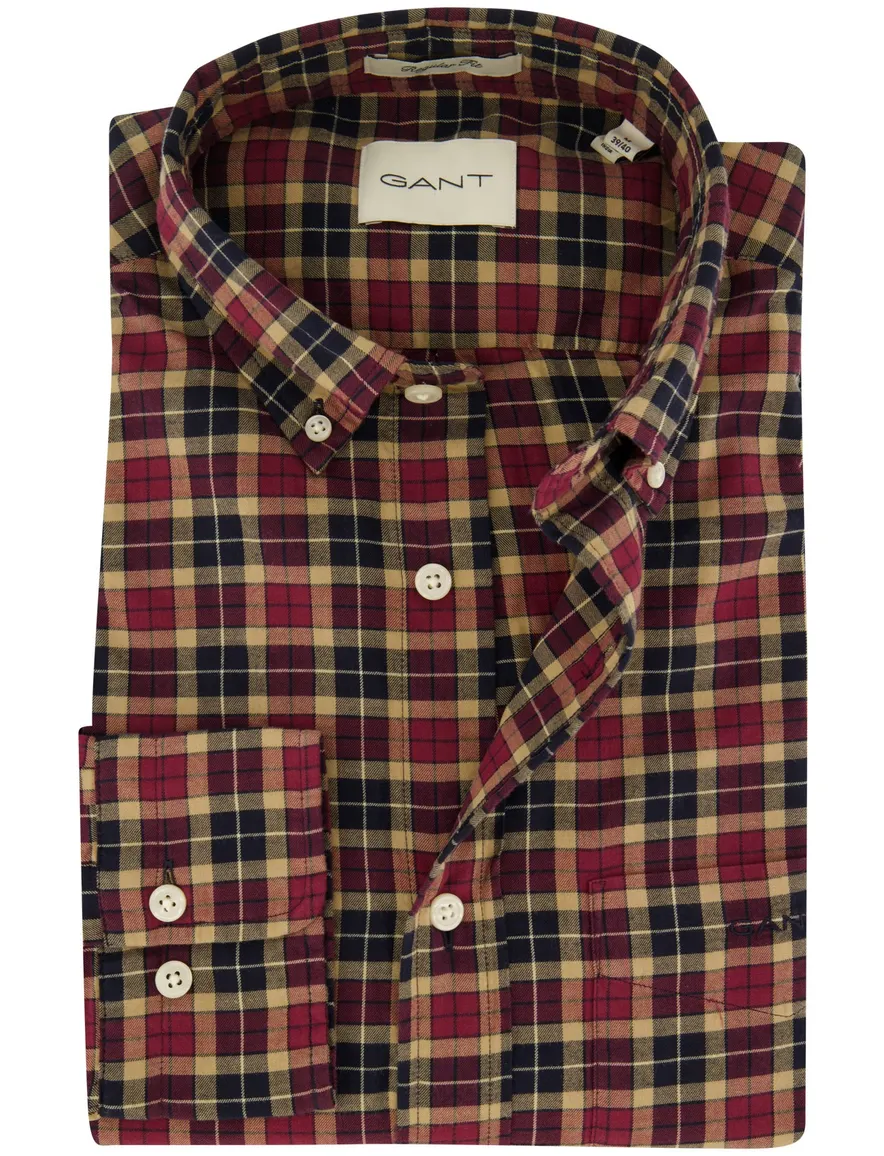 Gant overhemd button-down rood geruit