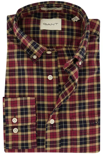Gant Gant overhemd button-down rood katoen geruit