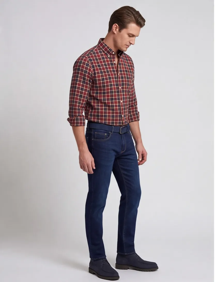 Gant overhemd button-down rood geruit katoen
