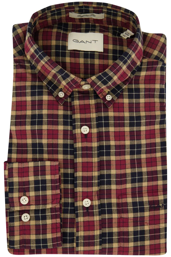 Gant overhemd button-down rood geruit katoen