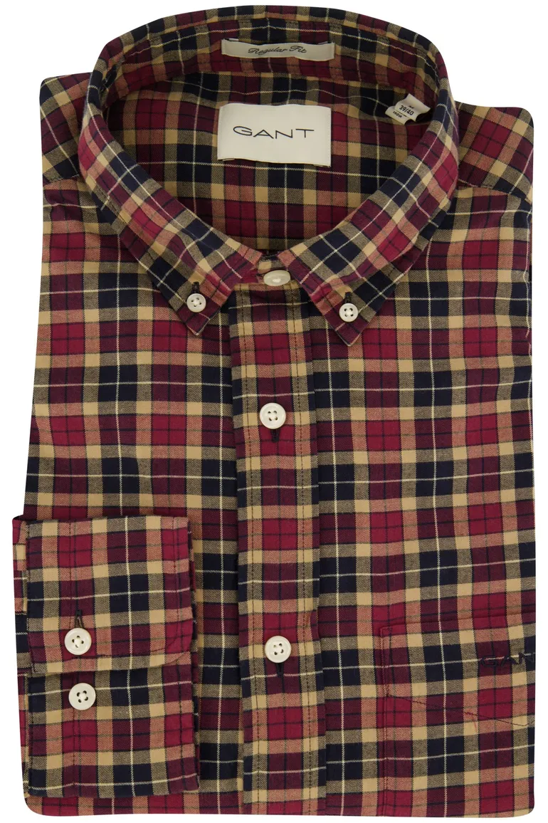 Gant overhemd button-down rood geruit