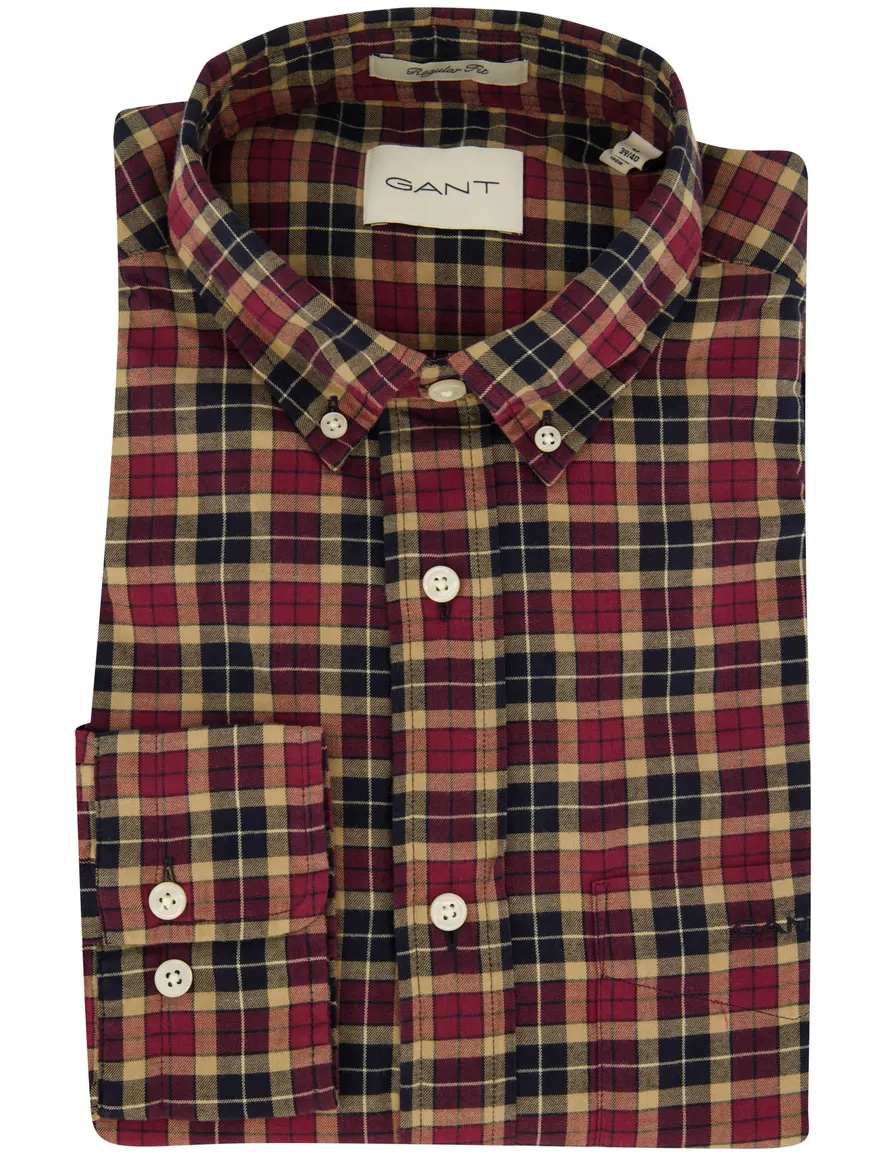 Gant overhemd button-down rood geruit