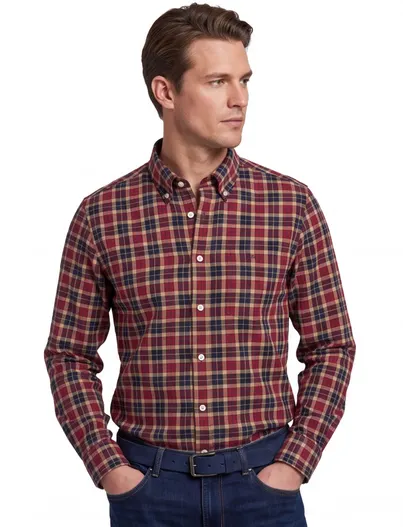 Gant Gant overhemd button-down rood geruit