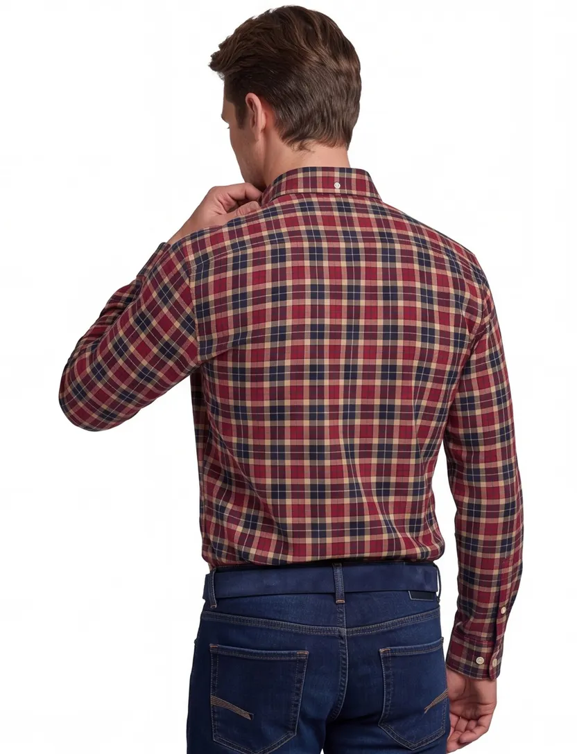Gant overhemd button-down rood geruit katoen