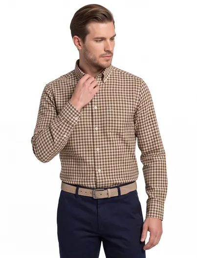 Gant casual overhemd bruin Gant Regular Fit