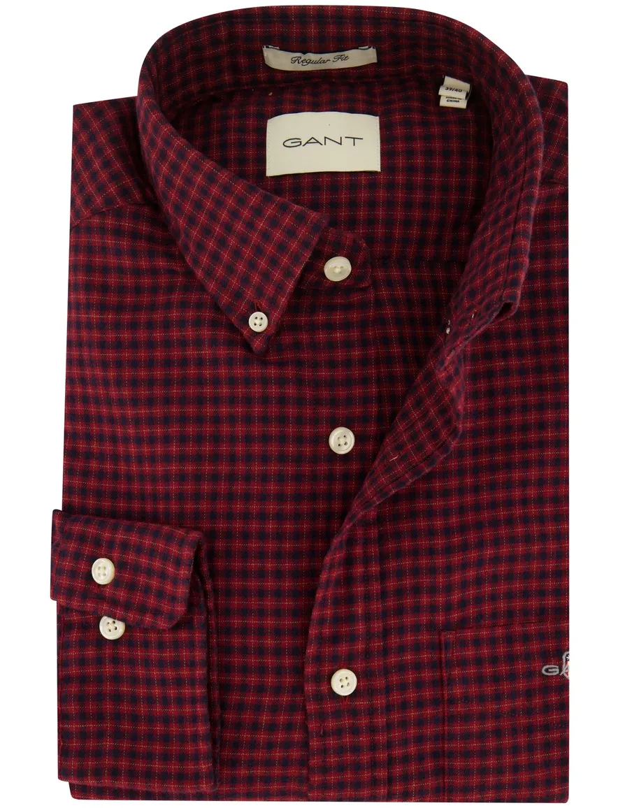 Gant Regular Fit overhemd rood flanel button down