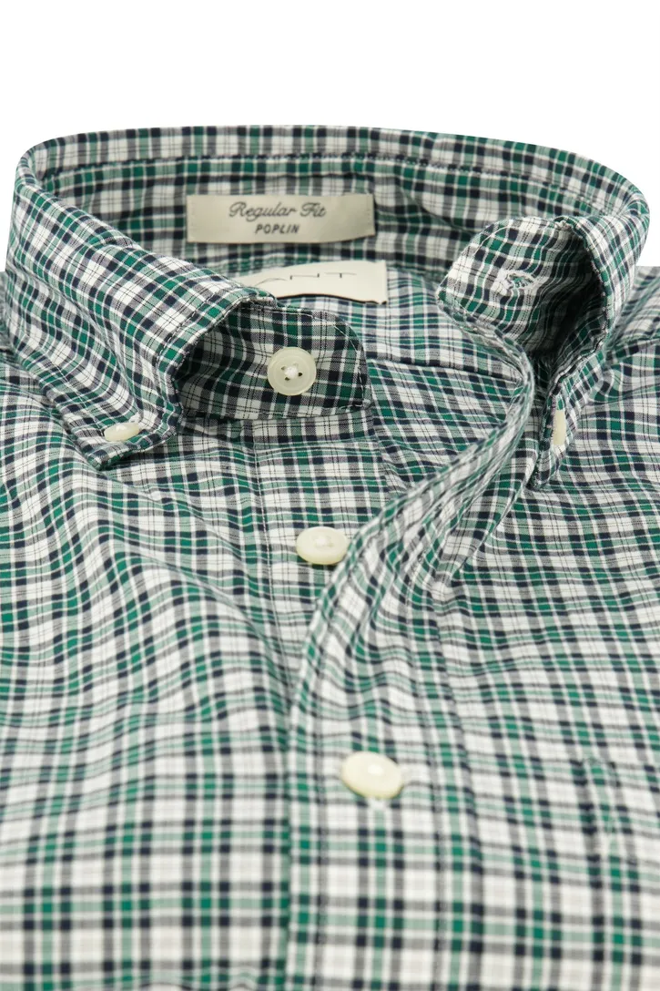 Gant casual overhemd groen geruit katoen normale fit borstzak