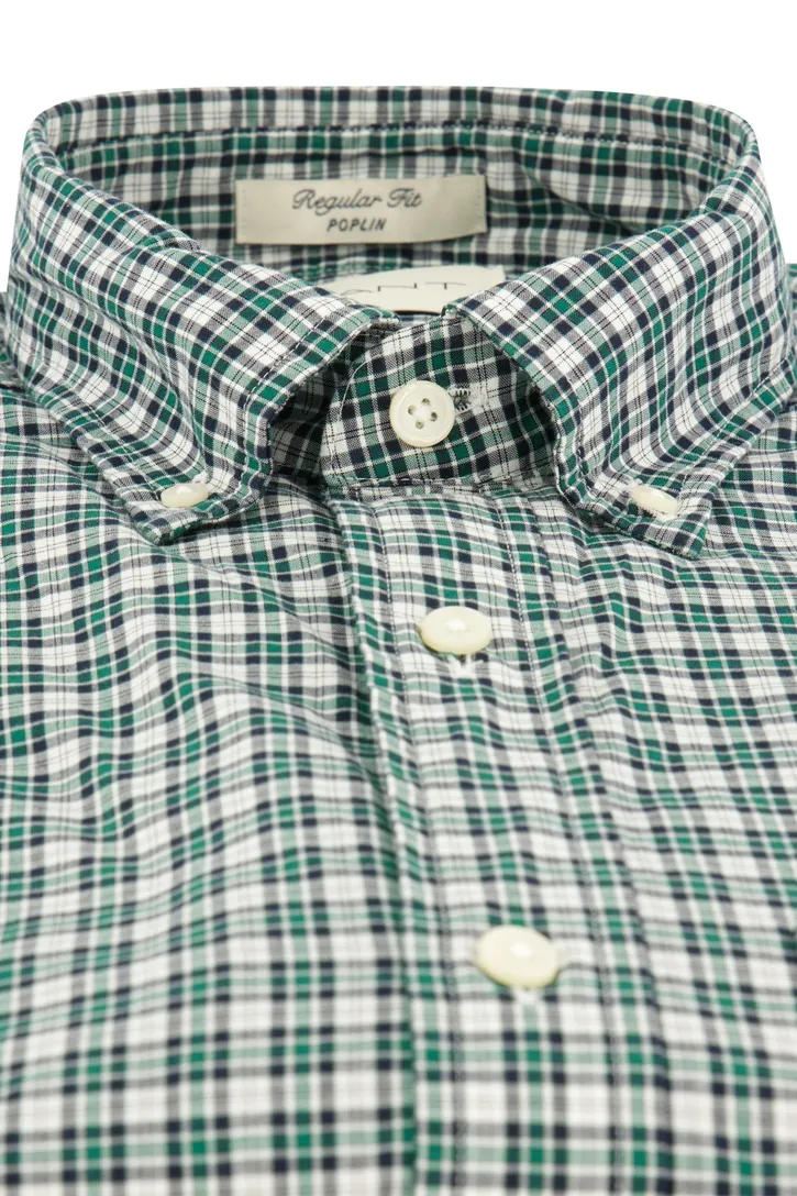 Gant casual overhemd groen geruit katoen normale fit borstzak