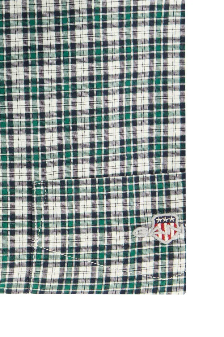 Gant casual overhemd groen geruit katoen normale fit borstzak