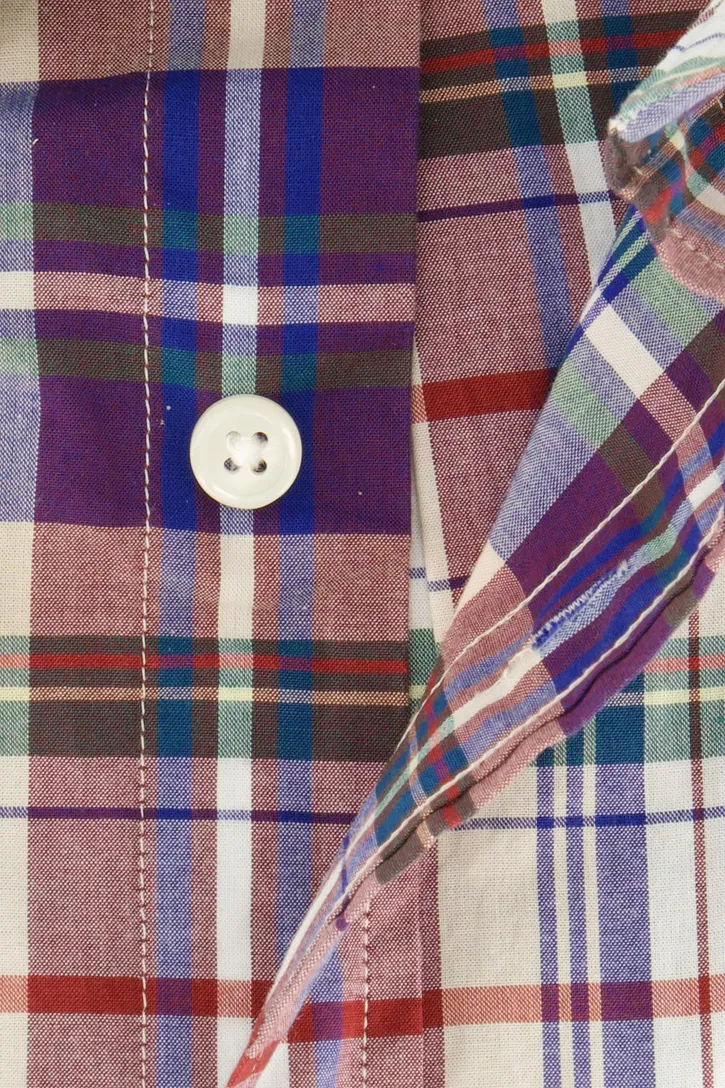 Normale Fit Gant casual overhemd blauw geruit katoen