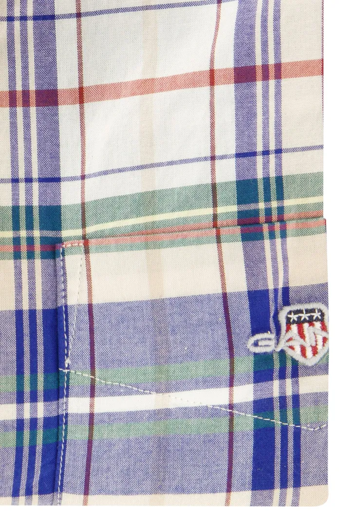 Normale Fit Gant casual overhemd blauw geruit katoen