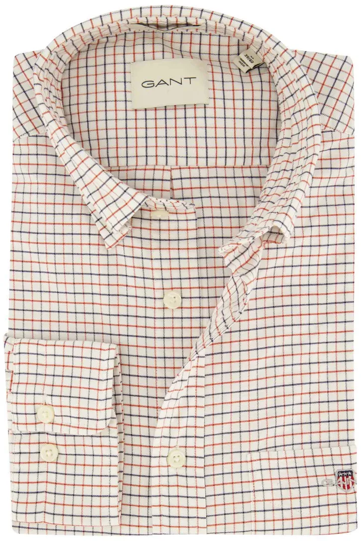 Gant overhemd wit/rood/blauw geruit button-down