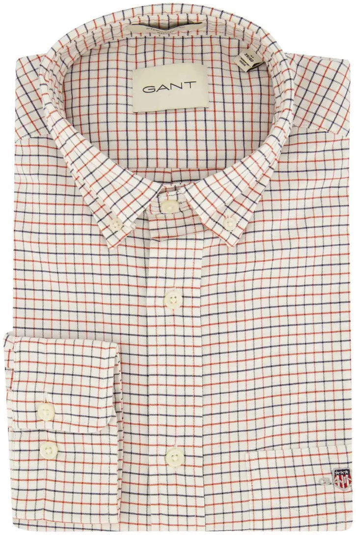 Gant overhemd wit/rood/blauw geruit button-down