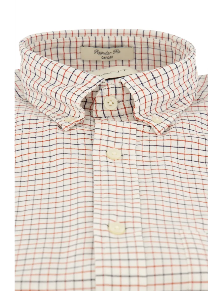 Gant overhemd wit geruit button-down