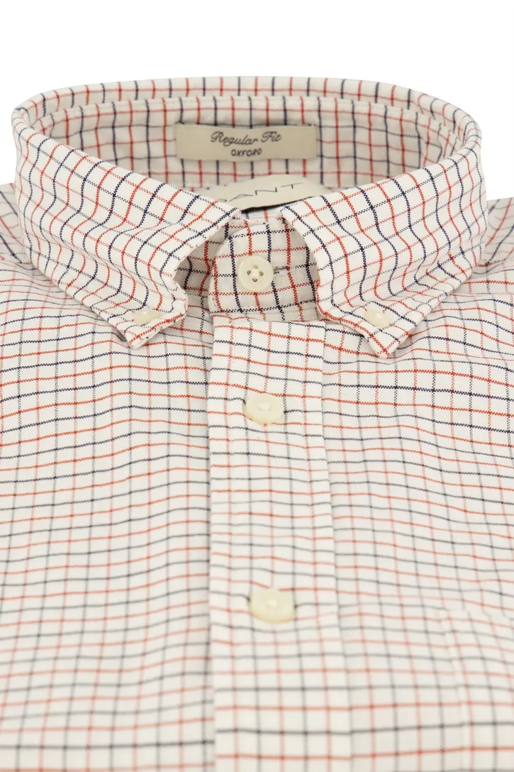 Gant overhemd wit/rood/blauw geruit button-down