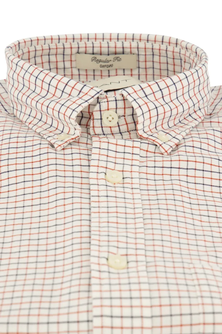 Gant overhemd wit/rood/blauw geruit button-down