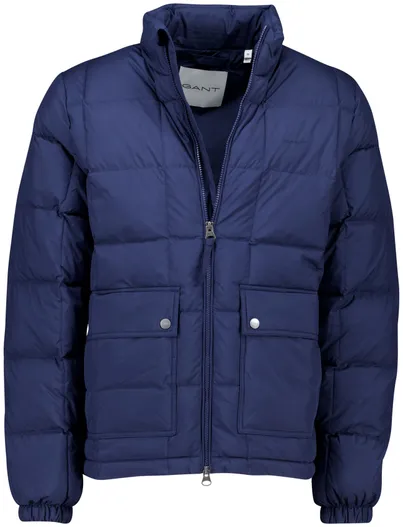 Gant Gant gewatteerde jas effen donkerblauw normale fit