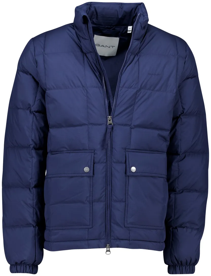 gewatteerde jas Gant effen donkerblauw normale fit