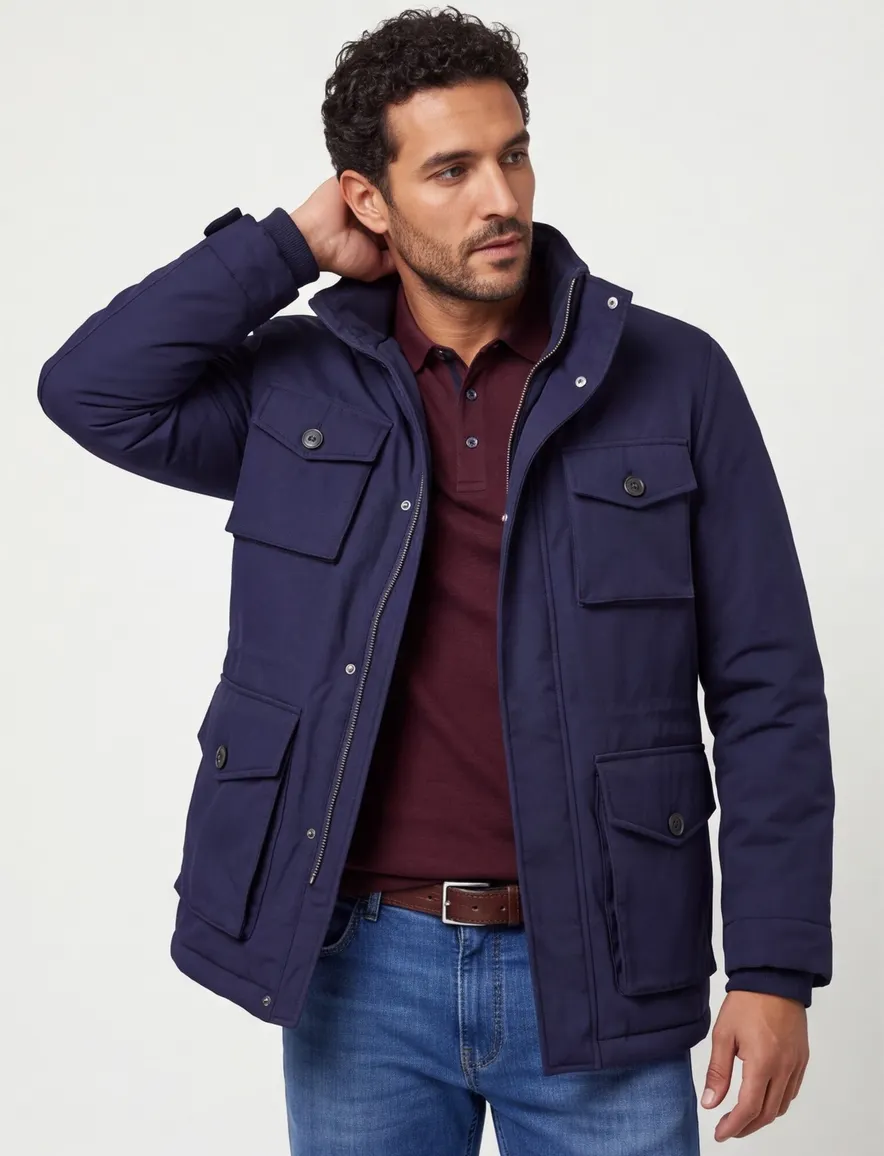 Gant winterjas donkerblauw zakken