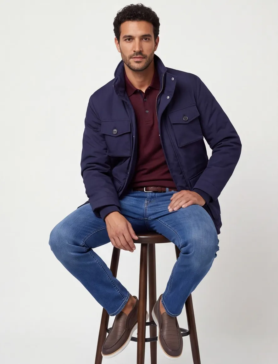 Gant winterjas donkerblauw zakken
