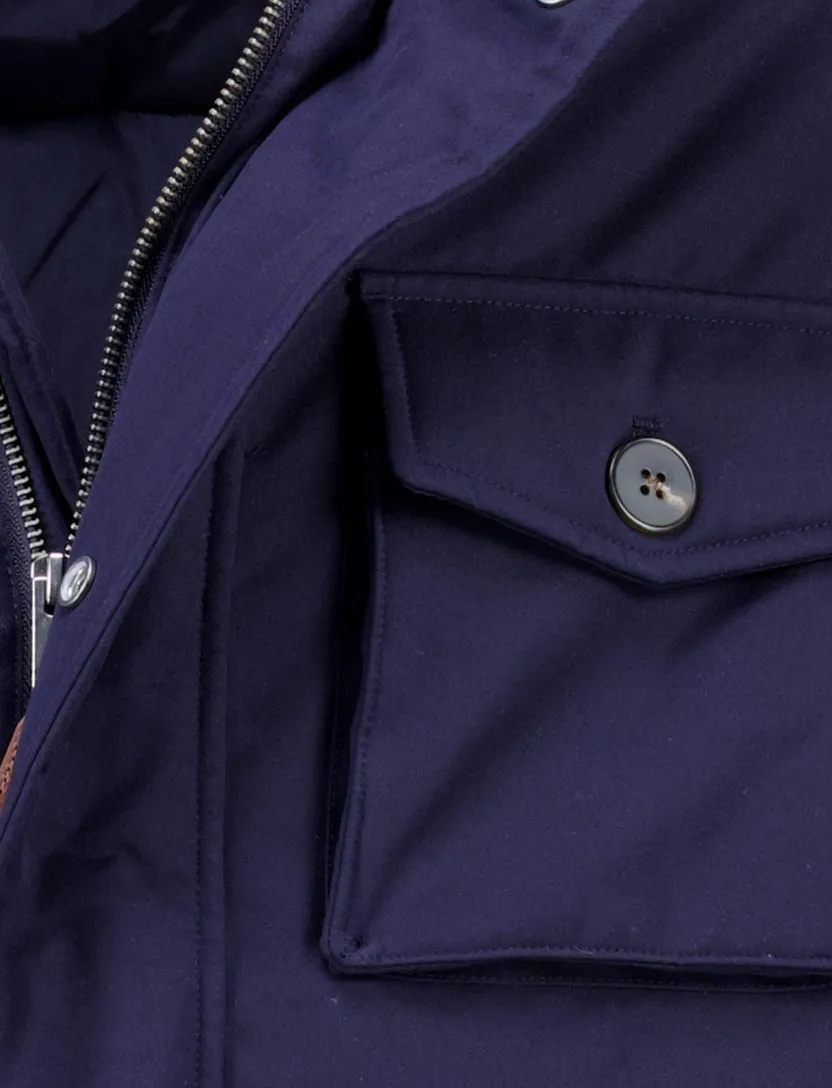 Gant winterjas effen donkerblauw zakken normale fit