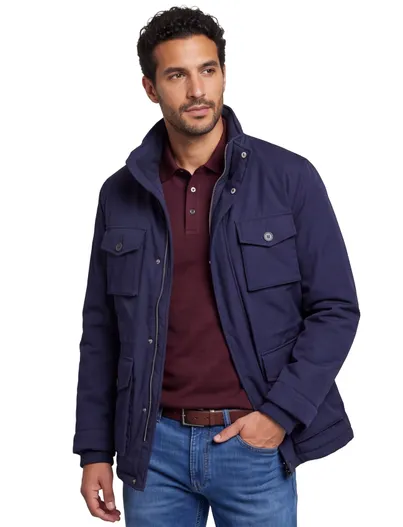 Gant Gant winterjas effen donkerblauw normale fit capuchon