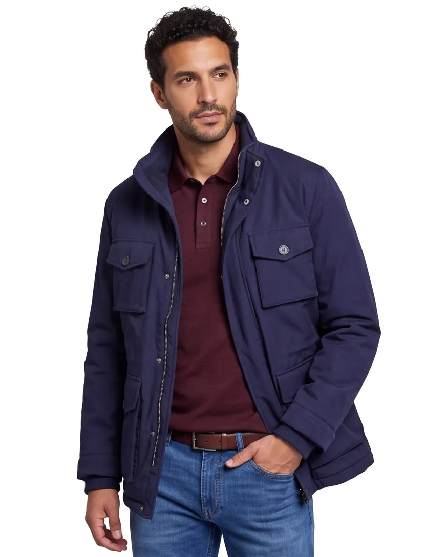 Gant winterjas effen donkerblauw zakken normale fit