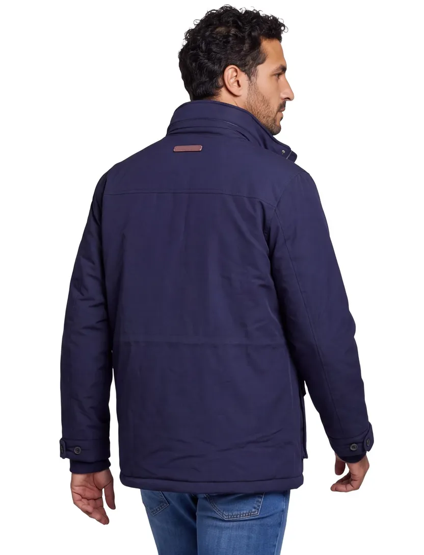 Gant winterjas effen donkerblauw zakken normale fit