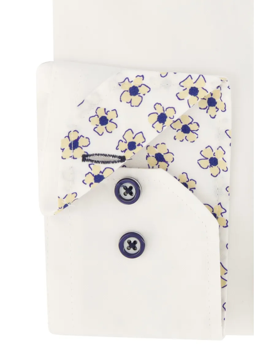 Portofino casual overhemd mouwlengte 7 spierwit effen