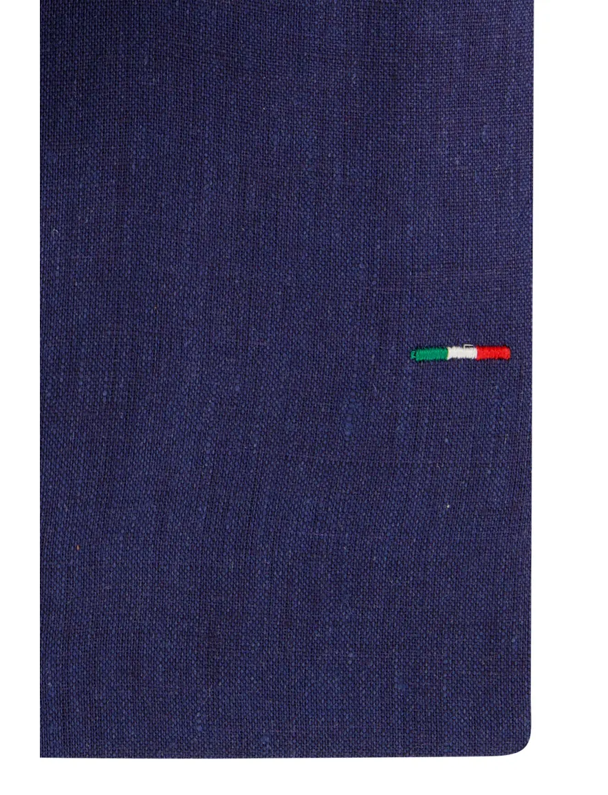 Portofino casual overhemd mouwlengte 7 normale fit donkerblauw effen