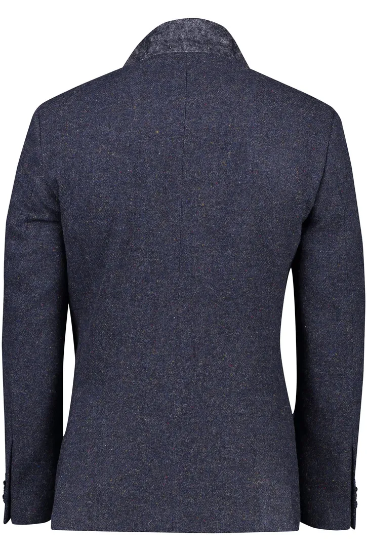 Magge colbert donkerblauw gemêleerd 100% wol
