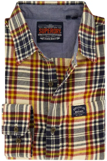 Superdry Casual Superdry overhemd geel geruit slim fit