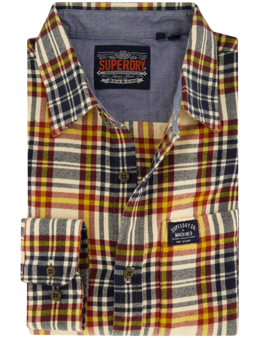 Casual Superdry overhemd geel geruit slim fit