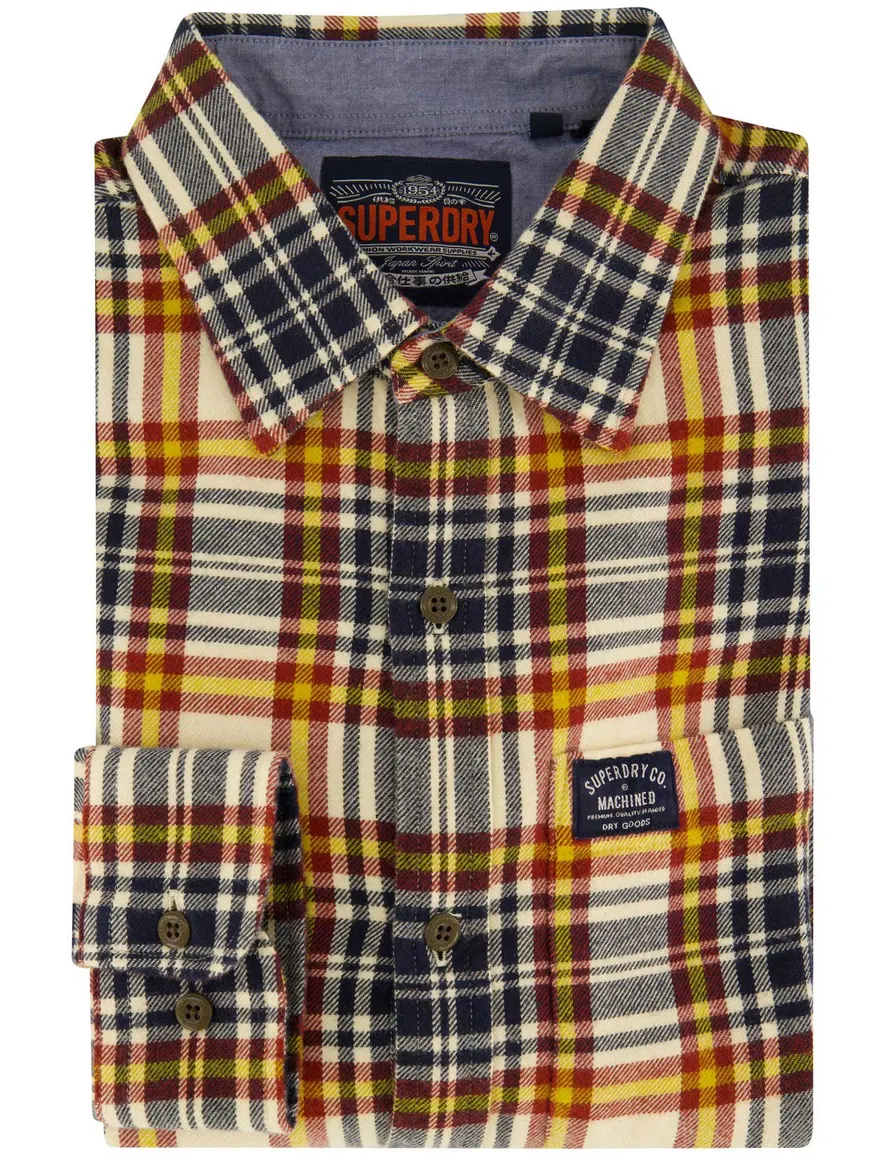 Casual Superdry overhemd geel geruit slim fit