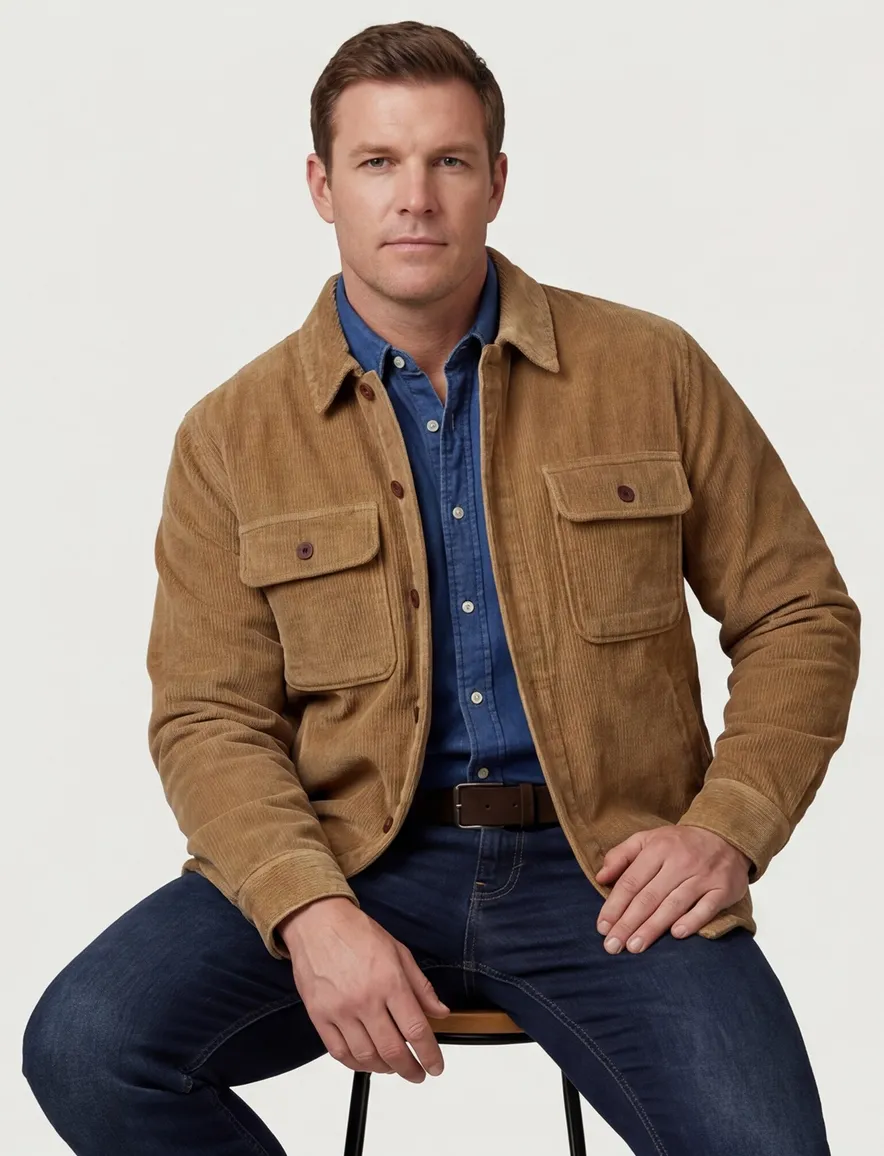 Superdry overshirt camel corduroy