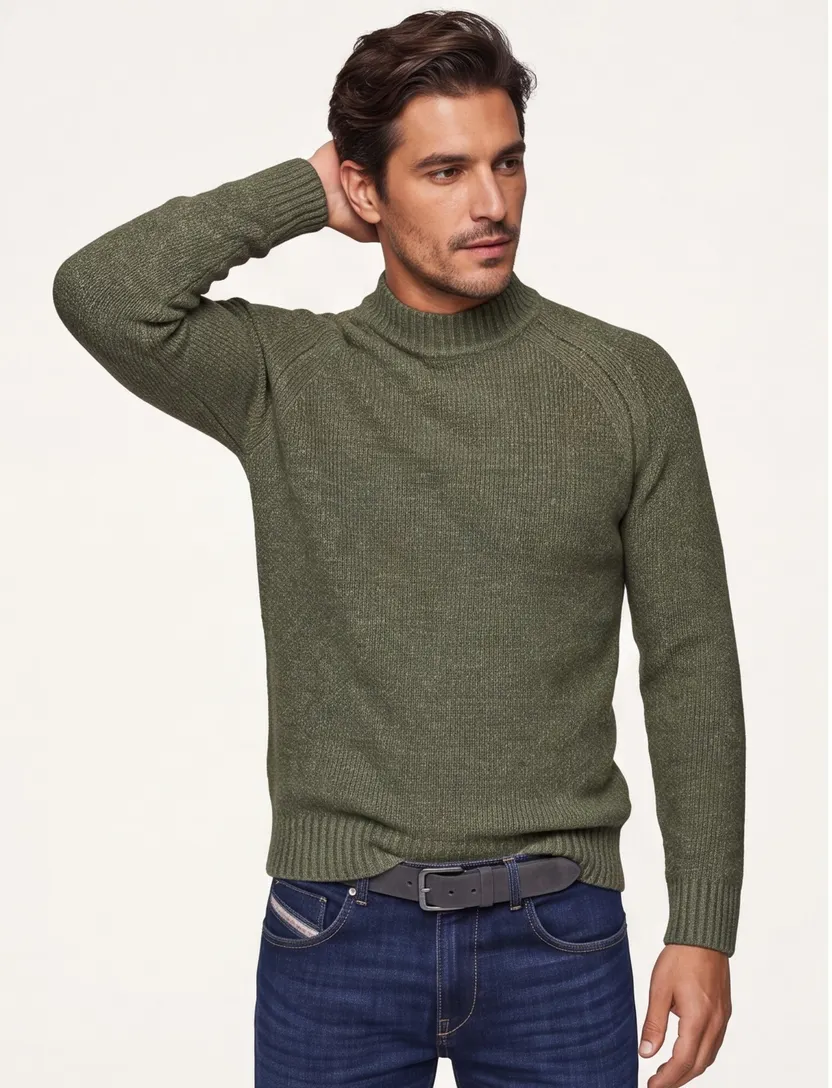 Superdry trui groen effen gemeleerd