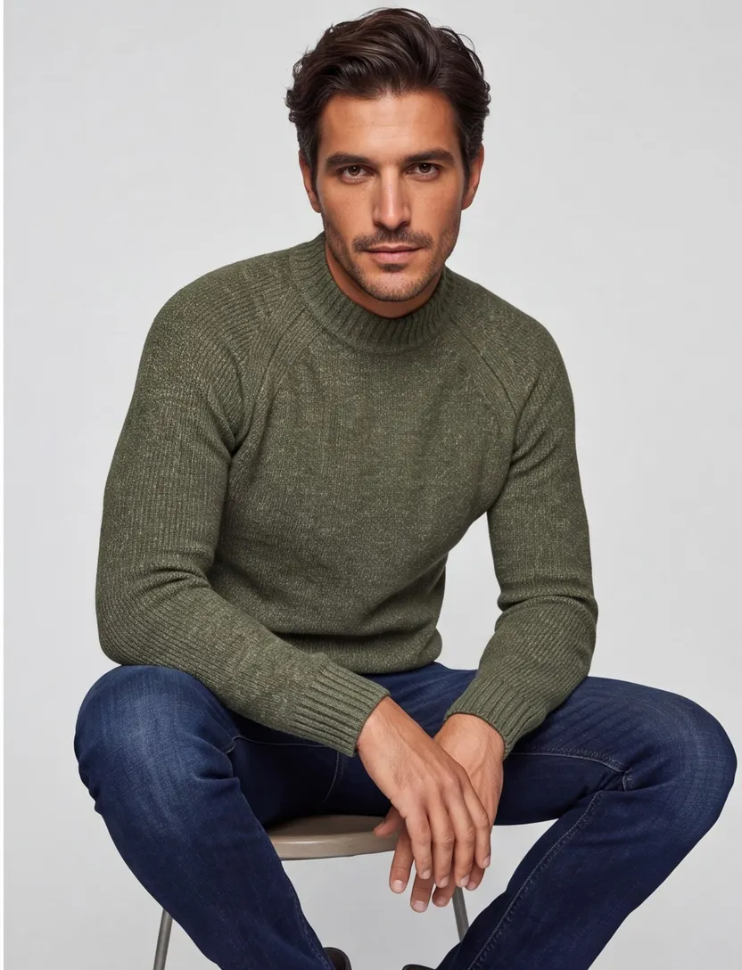 Superdry trui groen effen gemeleerd