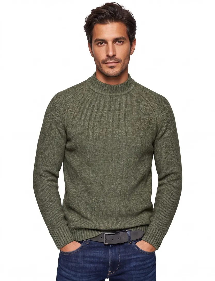 Superdry trui groen effen gemeleerd
