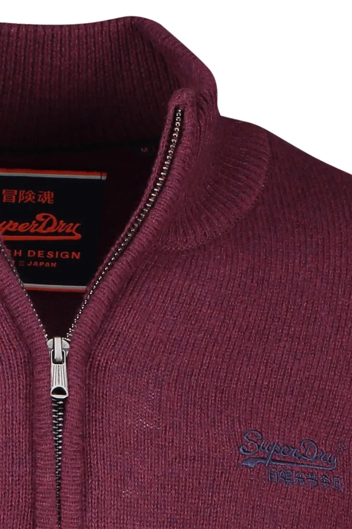 wollen Superdry trui rood half zip slim fit