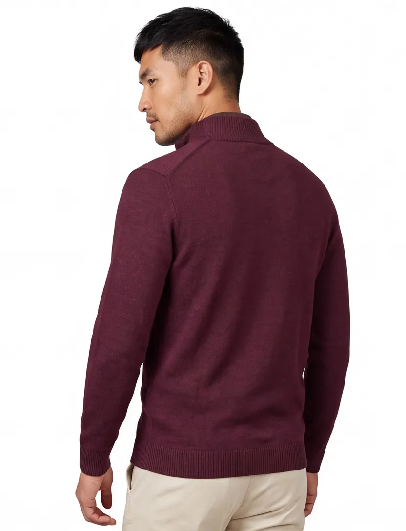 wollen Superdry trui rood half zip slim fit