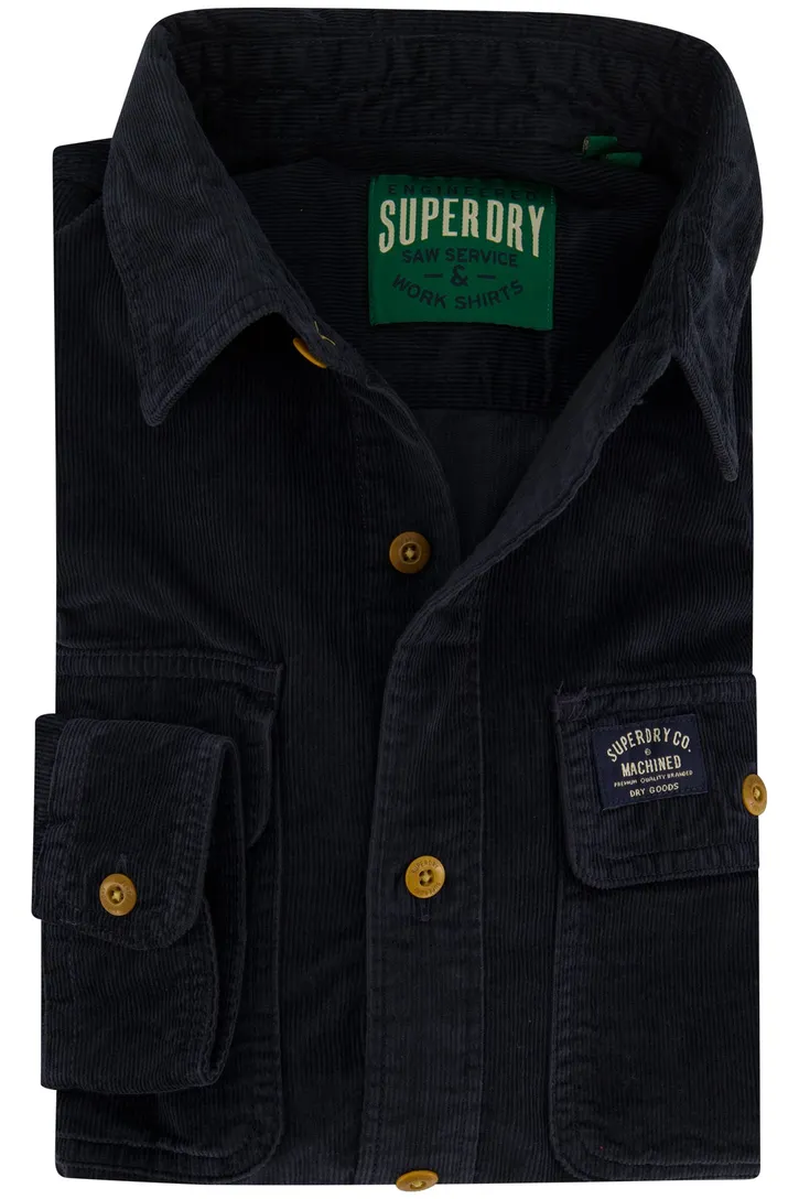 Superdry overhemd donkerblauw corduroy slim fit