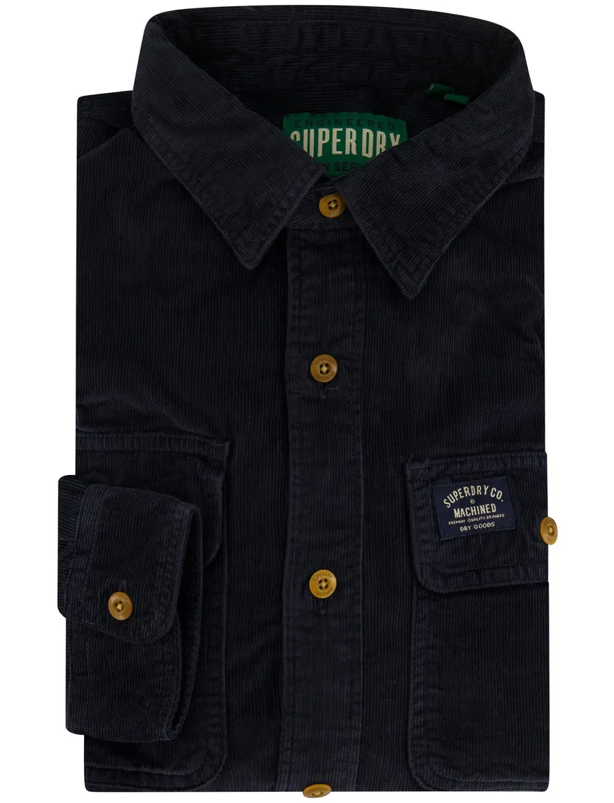 Superdry overhemd navy slim fit corduroy