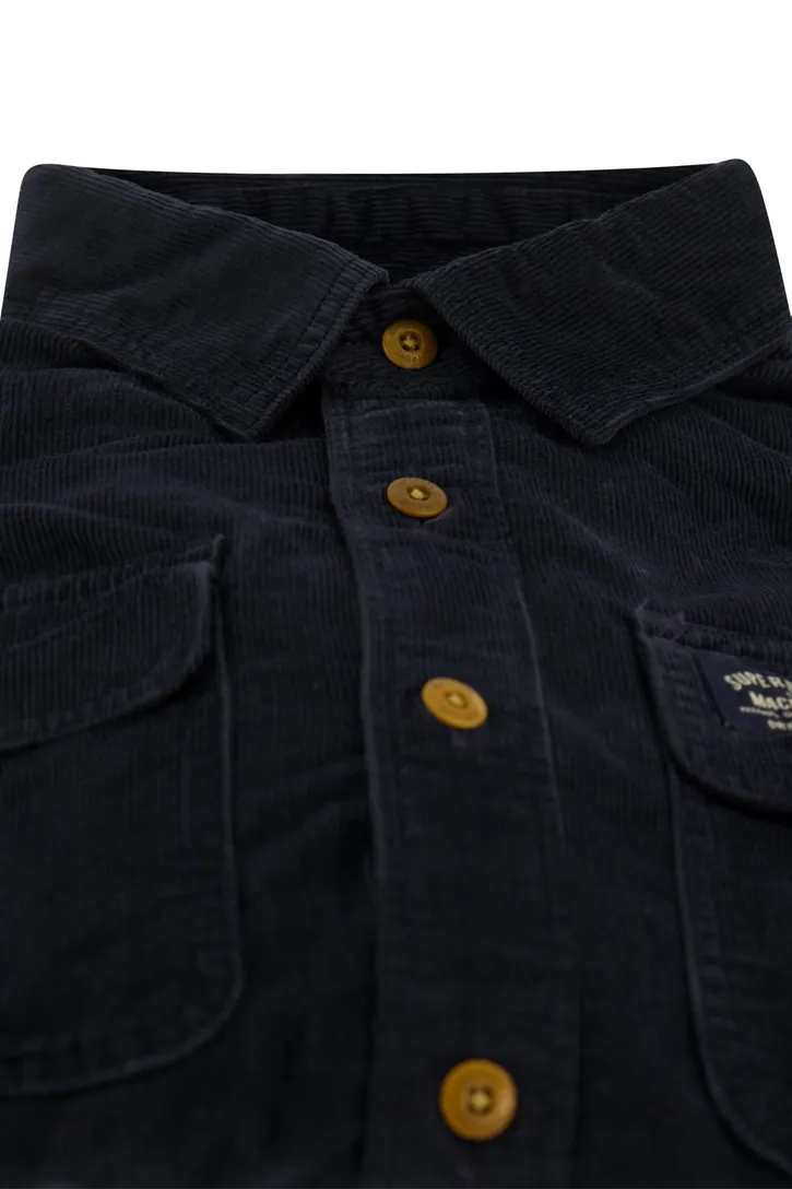 Superdry overhemd donkerblauw corduroy slim fit
