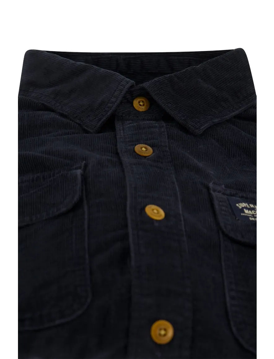 Superdry overhemd navy slim fit corduroy